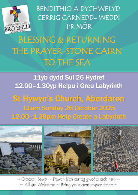 Poster Bendithio a Dychwelyd Cerrig Carnedd-Weddi i'r Mor - 11yb Dydd Sul 26 Hydref